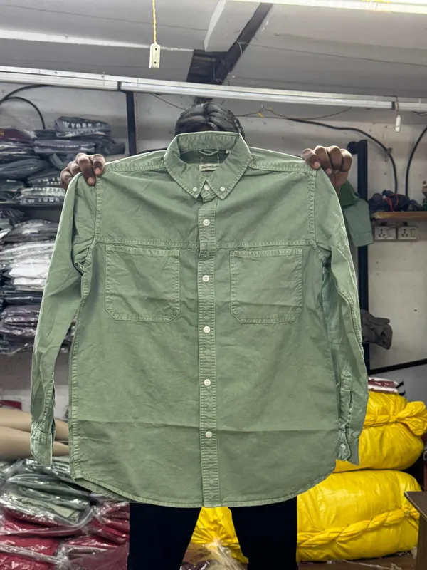 Men's_Olive_Green_Denim_Shirt