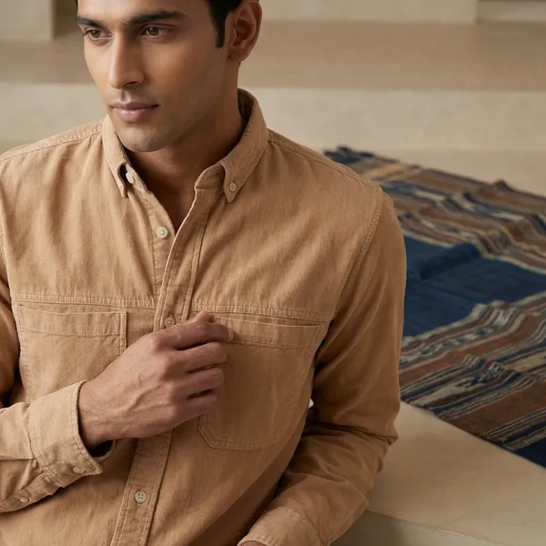 Men's_Beige_Denim_Full_Sleeve_Casual_Shirt