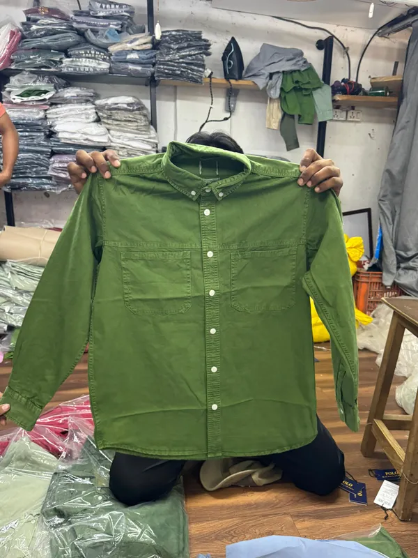 Green_Denim_Shirt_with_Dual_Chest_Pockets