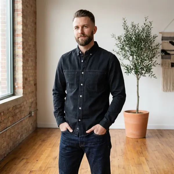 Men's_Black_Denim_Work_Shirt_with_Dual_Chest_Pockets