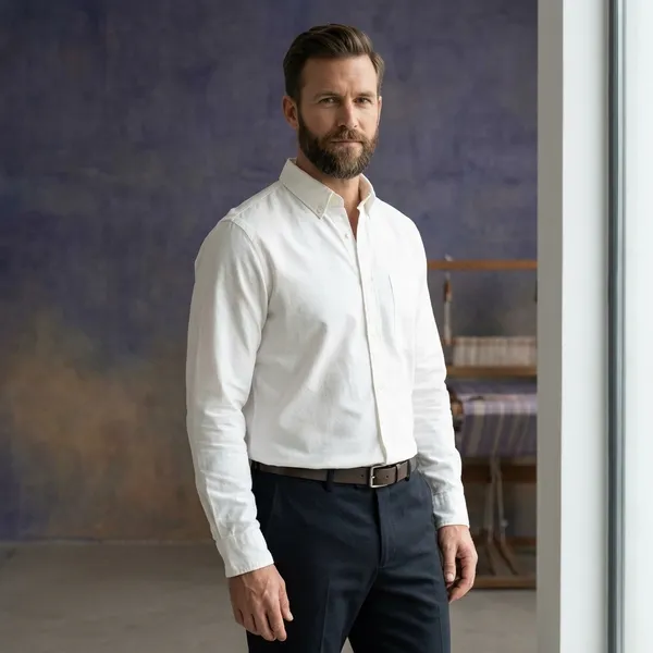 White_Denim_Formal_Full_Sleeve_Shirt_with_Chest_Pockets