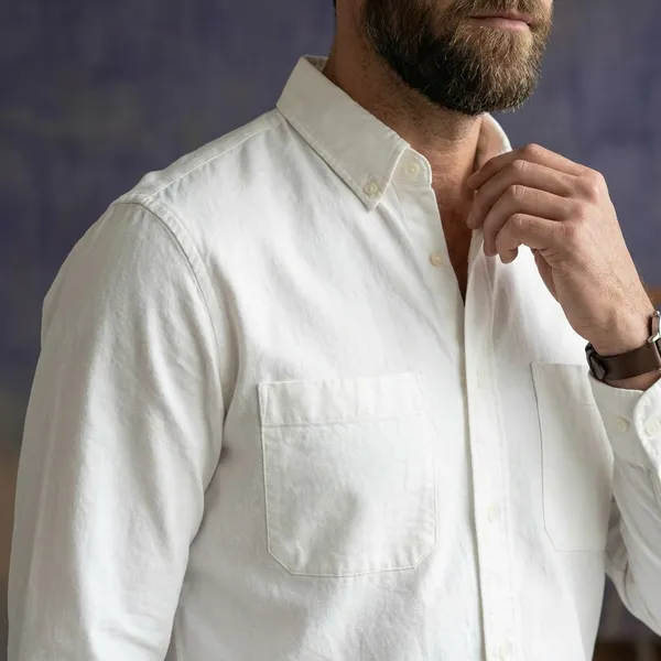 White_Denim_Formal_Full_Sleeve_Shirt_with_Chest_Pockets
