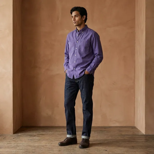 Men's_Purple_Denim_Full_Sleeve_Casual_Shirt