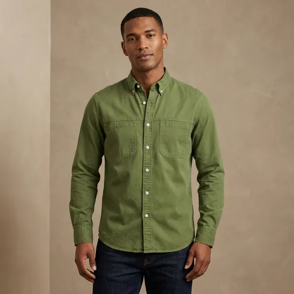 Green_Denim_Shirt_with_Dual_Chest_Pockets