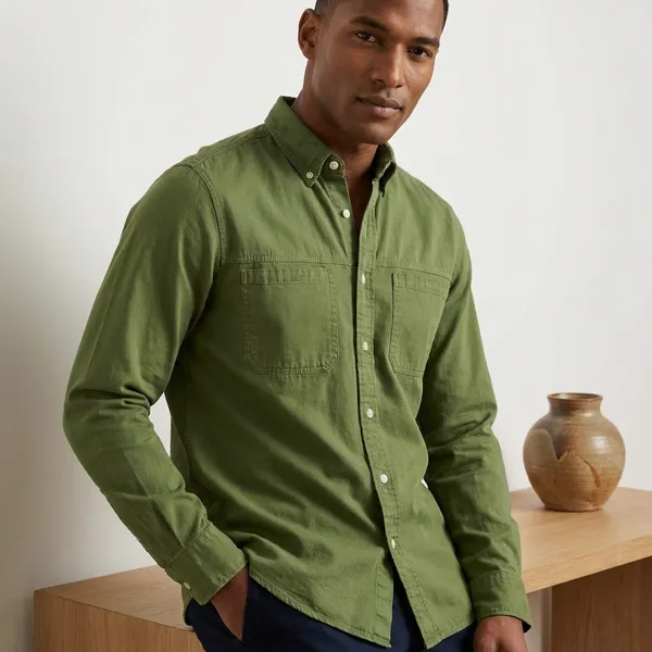 Green_Denim_Shirt_with_Dual_Chest_Pockets