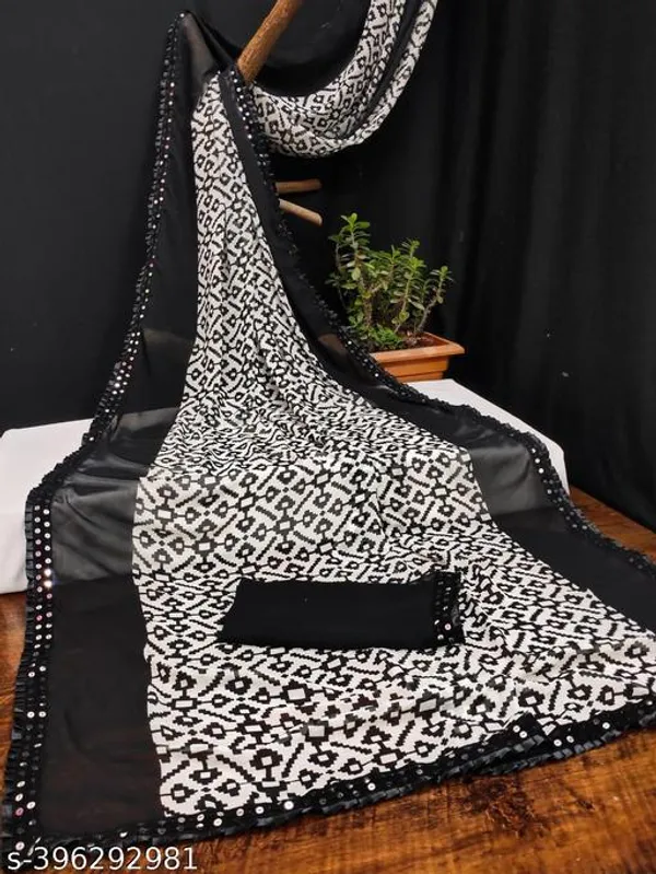 Black_And_White_Fancy_Georgette_Premium_Saree_For_Women