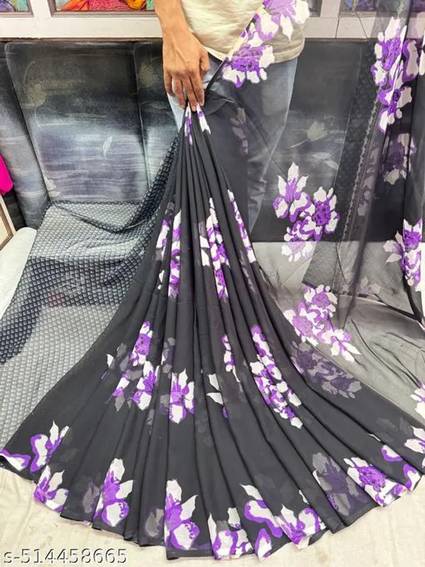 Black_And_Purple_Taladara_Georgette_Printed_Premium_Saree_For_Women