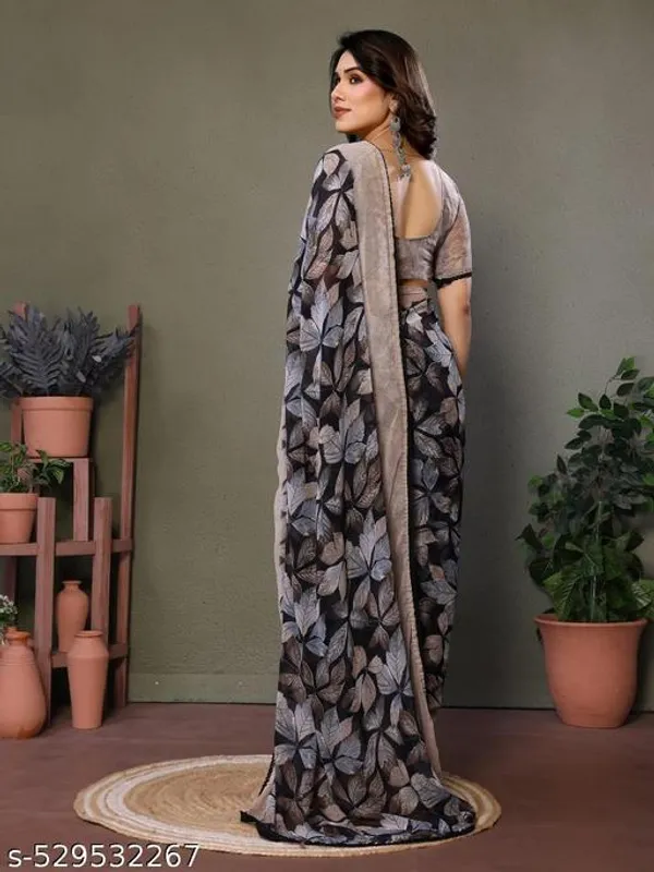 Taladara's_New_Georgette_Printed_SareeWith_Lace_Border_For_Women
