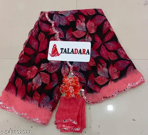 Taladara's_New__Georgette_Printed_Premium_Saree_Mirar_Lace_Border_For_Women