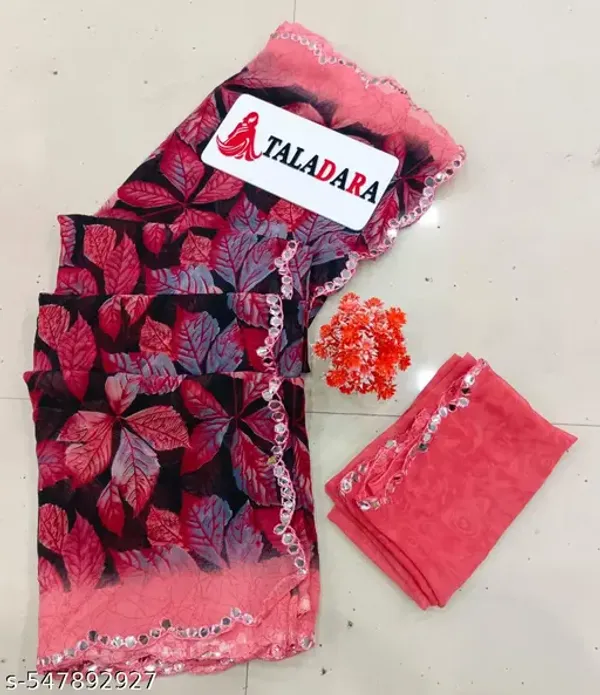 Taladara's_New__Georgette_Printed_Premium_Saree_Mirar_Lace_Border_For_Women