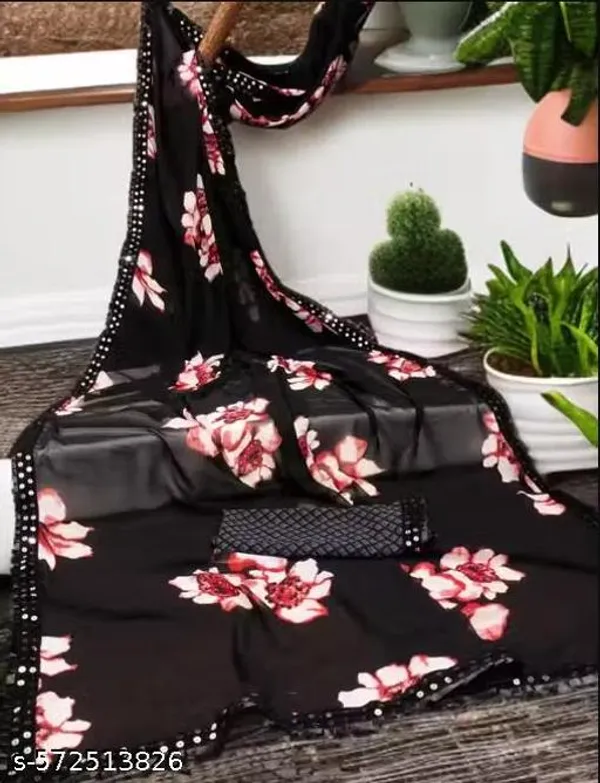 Taladara's_New__Georgette_Printed_Premium_Saree_Lace_Border_For_Women
