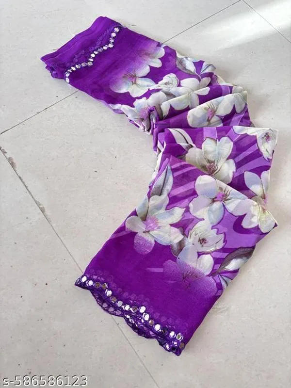 Purple_Fancy_Georgette_Premium_Saree_And_Mirar_For_Women