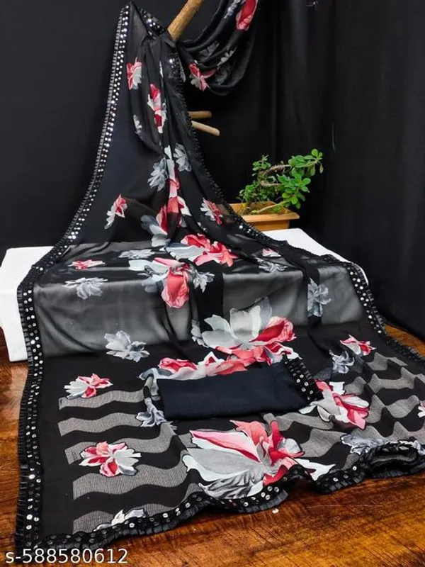 Taladara's_New_Fancy_Georgette_Premium_Saree_With_Frill_Lace_For_Women