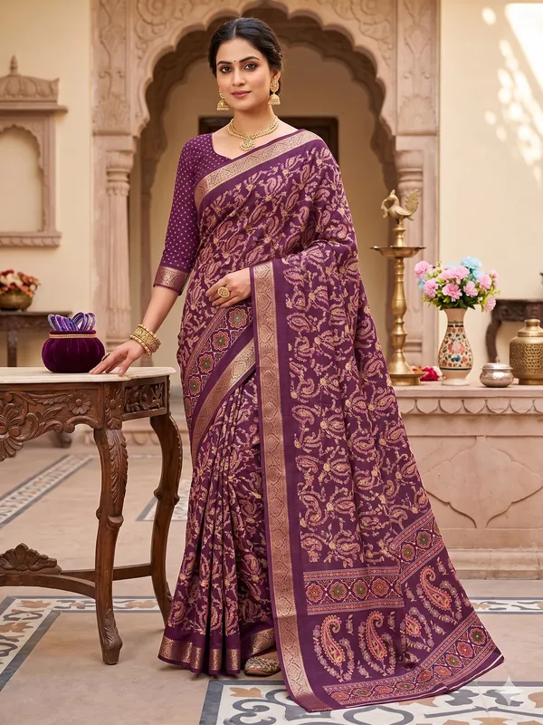 Taladara's_New_Dola_Silk_Printed_Saree_With_Unstiched_Blouse