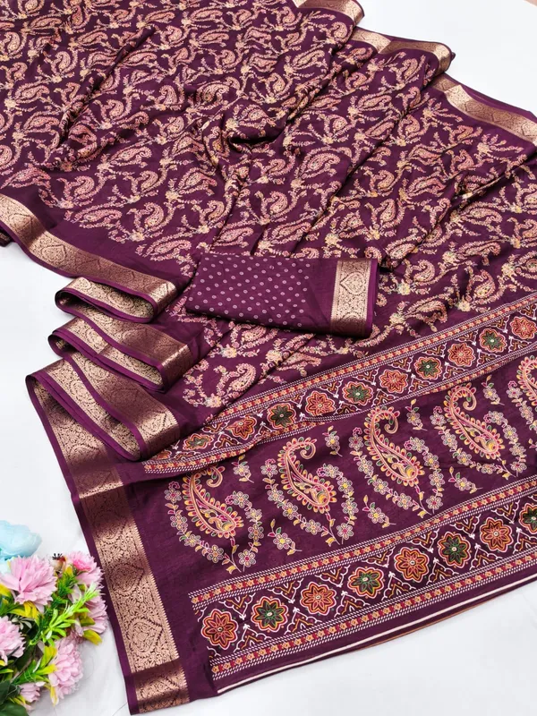 Taladara's_New_Dola_Silk_Printed_Saree_With_Unstiched_Blouse