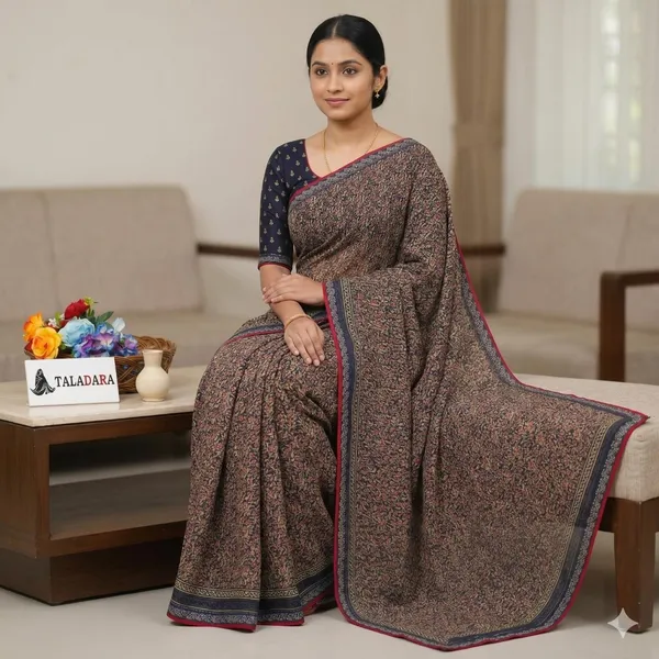 Taladara's_New_Fancy_Goergette_Printed_Saree_With_Dimond_Lace_Border