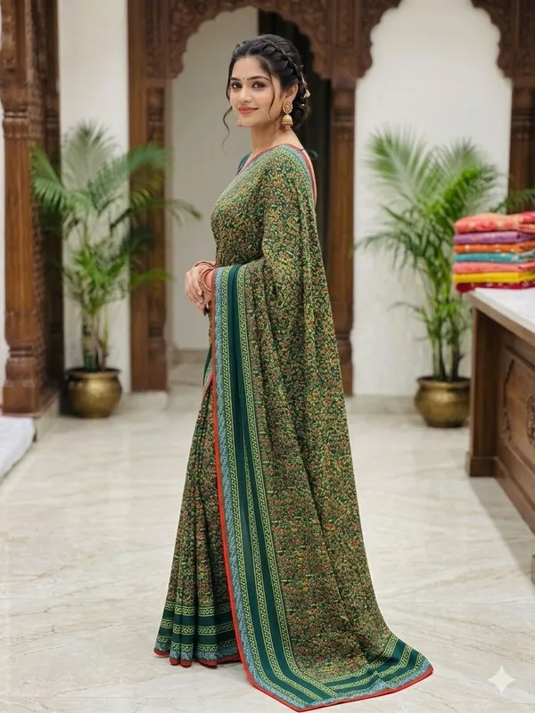 Taladara's_New_Fancy_Goergette_Printed_Saree_With_Dimond_Lace_Border