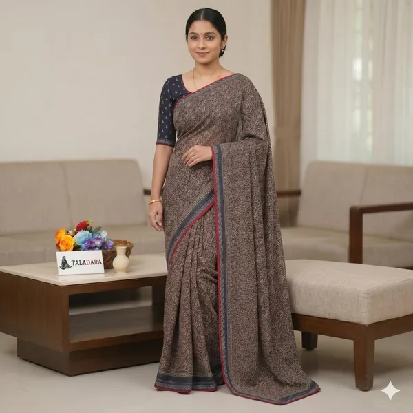 Taladara's_New_Fancy_Goergette_Printed_Saree_With_Dimond_Lace_Border