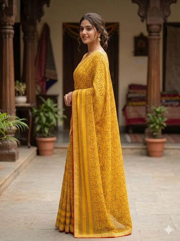 Taladara's_New_Fancy_Goergette_Printed_Saree_With_Dimond_Lace_Border