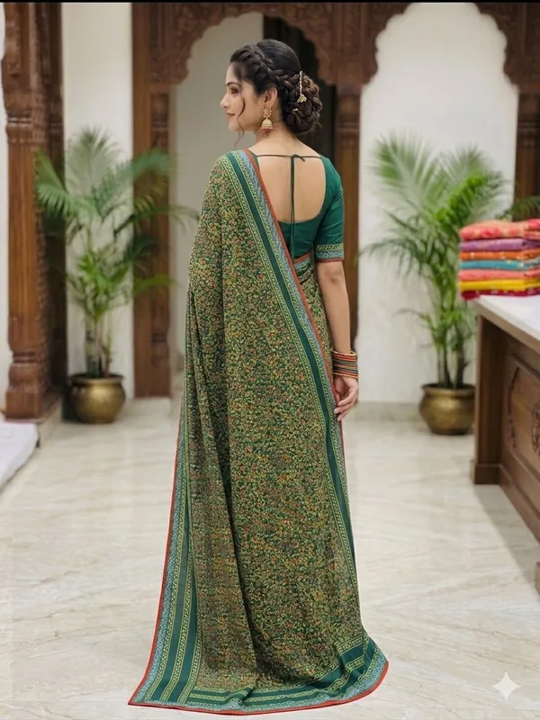 Taladara's_New_Fancy_Goergette_Printed_Saree_With_Dimond_Lace_Border