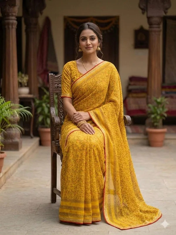 Taladara's_New_Fancy_Goergette_Printed_Saree_With_Dimond_Lace_Border