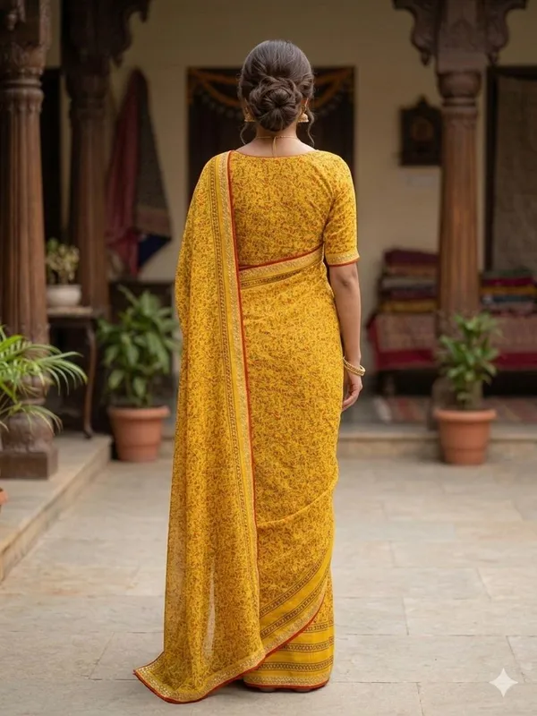 Taladara's_New_Fancy_Goergette_Printed_Saree_With_Dimond_Lace_Border