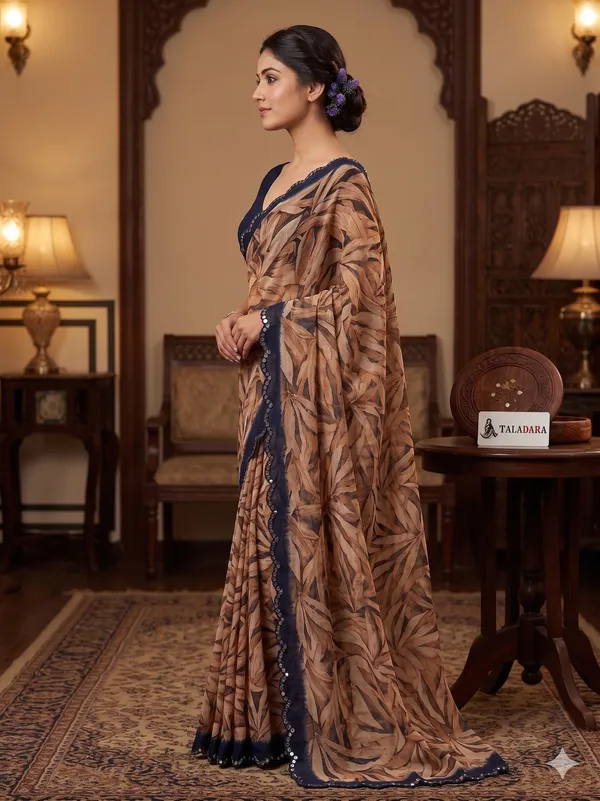 Taladara's_New_Fancy_Goergette_Printed_Saree_With_Mirror_Lace_Border