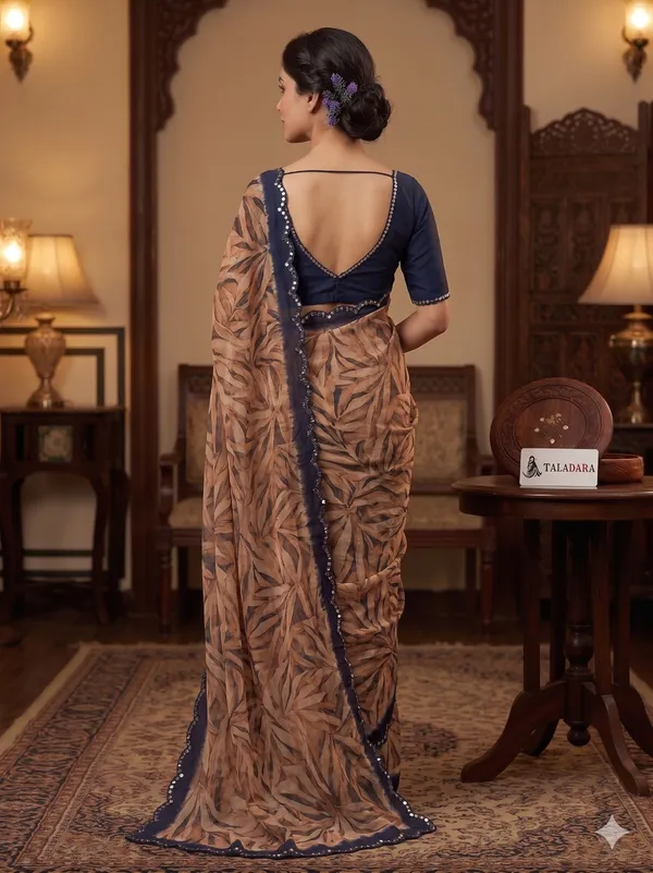 Taladara's_New_Fancy_Goergette_Printed_Saree_With_Mirror_Lace_Border