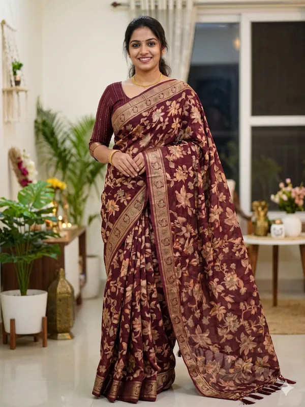 Taladara's_New_Fancy_Heavy_Brasso_Printed_Saree_With_Jalar_Lace