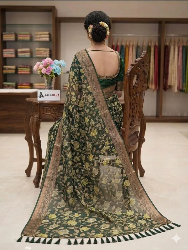 Taladara's_New_Fancy_Heavy_Brasso_Printed_Saree_With_Jalar_Lace