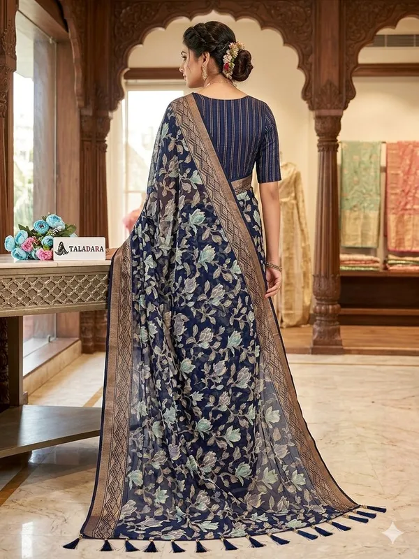 Taladara's_New_Fancy_Heavy_Brasso_Printed_Saree_With_Jalar_Lace