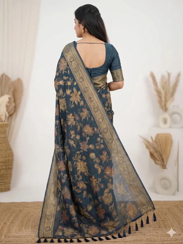 Taladara's_New_Fancy_Heavy_Brasso_Printed_Saree_With_Jalar_Lace