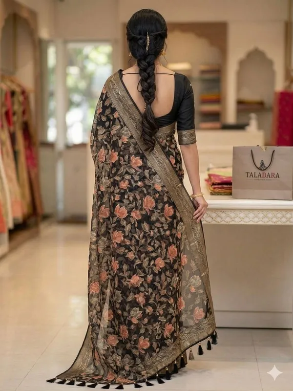 Taladara's_New_Fancy_Heavy_Brasso_Printed_Saree_With_Jalar_Lace
