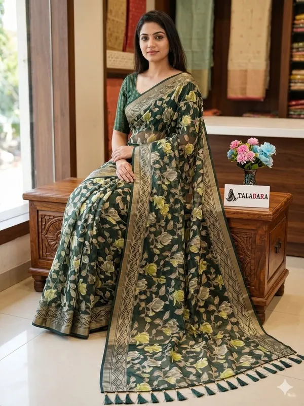 Taladara's_New_Fancy_Heavy_Brasso_Printed_Saree_With_Jalar_Lace
