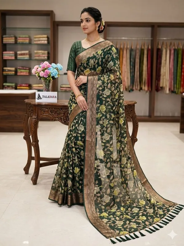 Taladara's_New_Fancy_Heavy_Brasso_Printed_Saree_With_Jalar_Lace