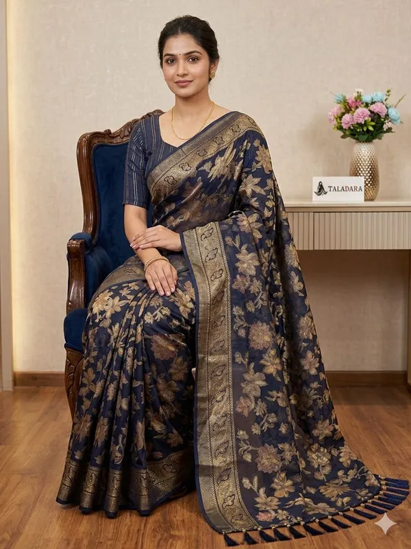Taladara's_New_Fancy_Heavy_Brasso_Printed_Saree_With_Jalar_Lace