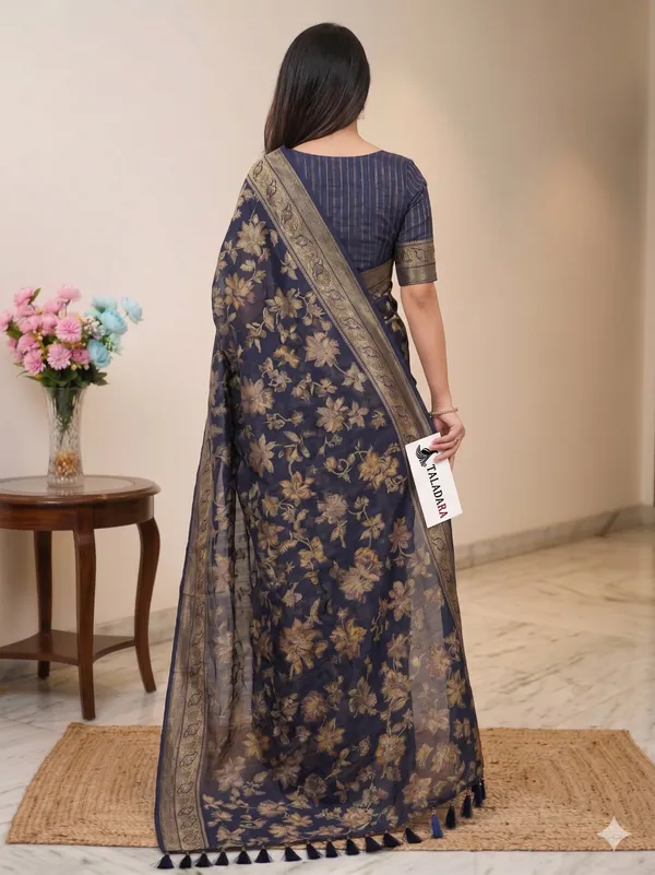 Taladara's_New_Fancy_Heavy_Brasso_Printed_Saree_With_Jalar_Lace