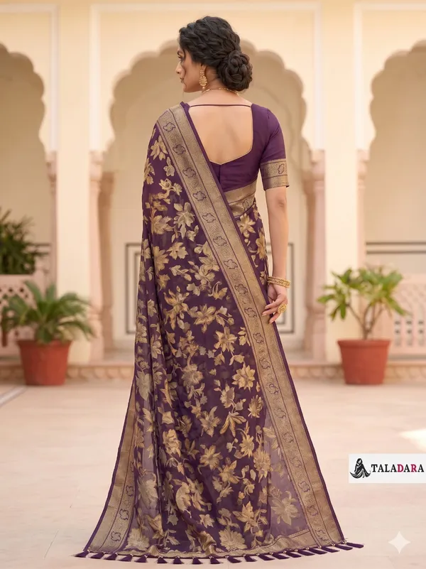 Taladara's_New_Fancy_Heavy_Brasso_Printed_Saree_With_Jalar_Lace