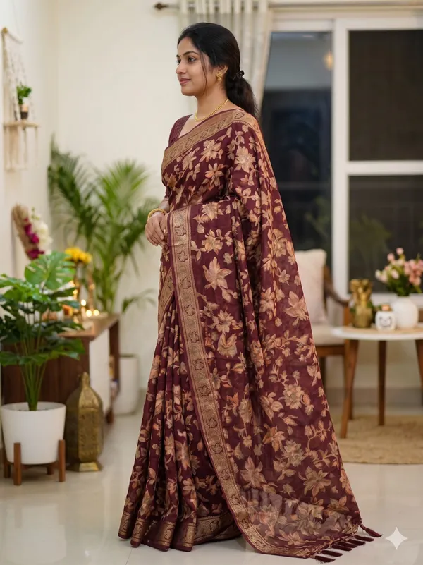 Taladara's_New_Fancy_Heavy_Brasso_Printed_Saree_With_Jalar_Lace