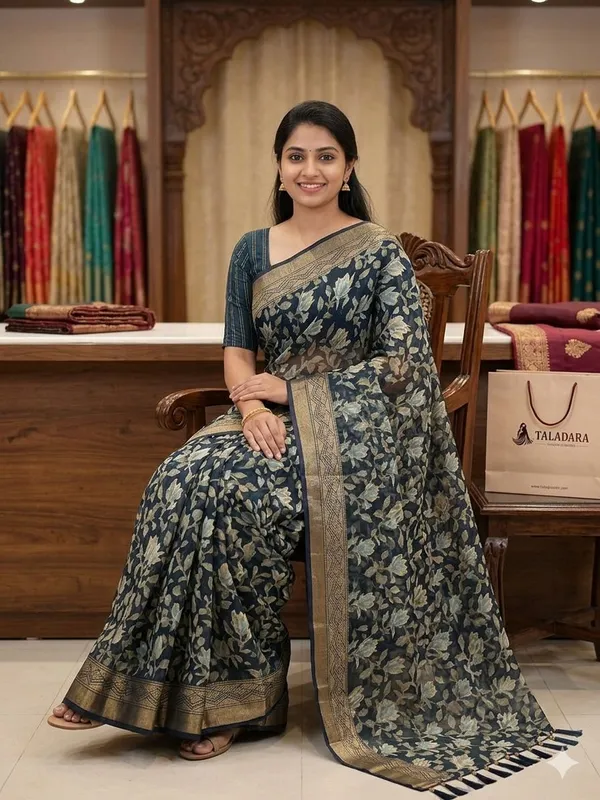 Taladara's_New_Fancy_Heavy_Brasso_Printed_Saree_With_Jalar_Lace