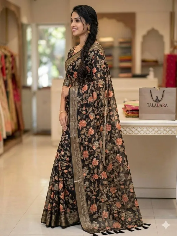 Taladara's_New_Fancy_Heavy_Brasso_Printed_Saree_With_Jalar_Lace