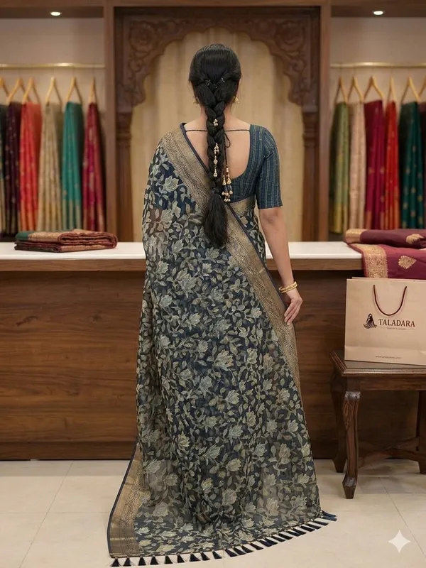 Taladara's_New_Fancy_Heavy_Brasso_Printed_Saree_With_Jalar_Lace