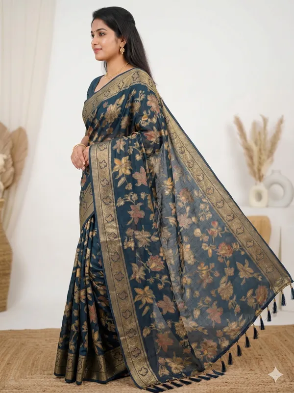 Taladara's_New_Fancy_Heavy_Brasso_Printed_Saree_With_Jalar_Lace