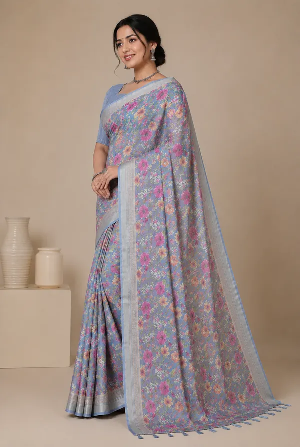 Taladara's_New_Fancy_Light_Brasso_Heavy_Saree_With_Jalar_Lace_