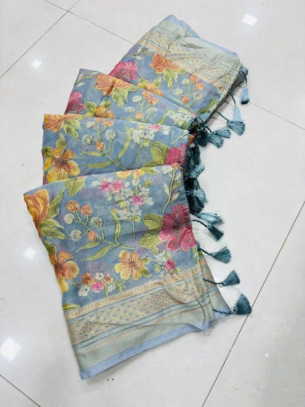 Taladara's_New_Fancy_Light_Brasso_Heavy_Saree_With_Jalar_Lace_