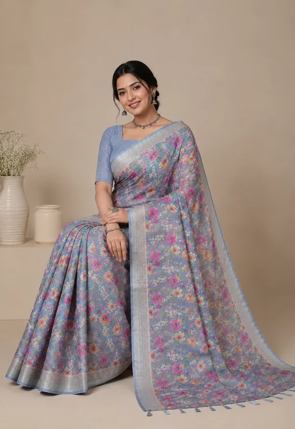 Taladara's_New_Fancy_Light_Brasso_Heavy_Saree_With_Jalar_Lace_
