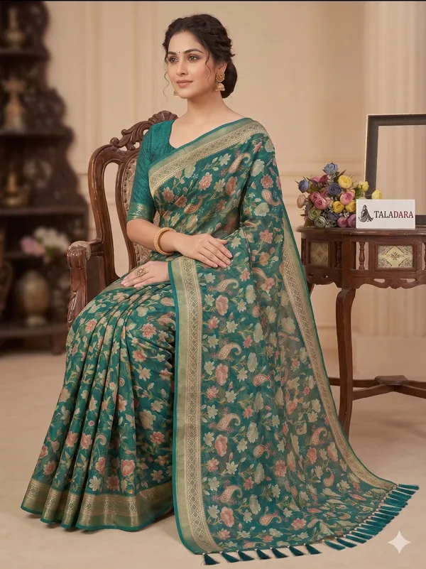 Taladara's_New_Fancy_Light_Brasso_Heavy_Saree_With_Jalar_Lace_