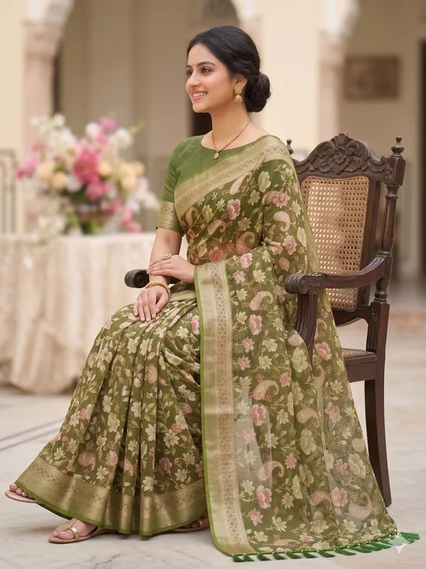 Taladara's_New_Fancy_Light_Brasso_Heavy_Saree_With_Jalar_Lace_