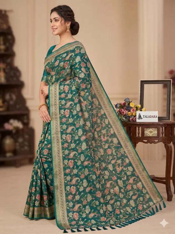 Taladara's_New_Fancy_Light_Brasso_Heavy_Saree_With_Jalar_Lace_