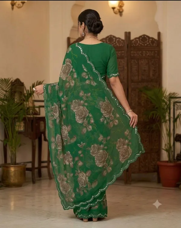 Taladara's_New_Georgette_Printed_Saree_WIth_Mirror_Lace_Border